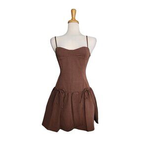Linjia Shop Brown Mini Dress Women's Size M Fairycore